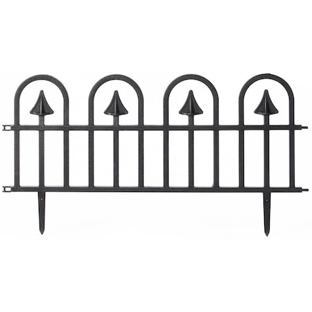 Gardenised Black Vinyl Wrought Iron- Look Garden Lawn Fence Landscape Panel Border Garden Edging QI003741.SB